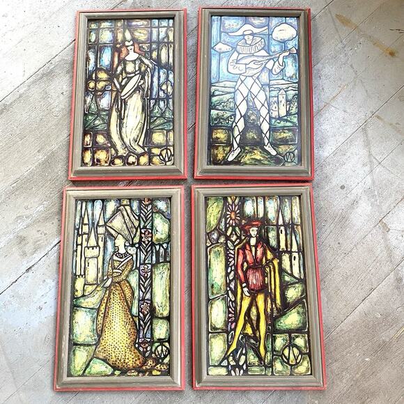 VTG MCM ArtPrint Baron Pictures Framed Harlequin 1950s New York 942 LotOf 4 Rare - Picture 1 of 12